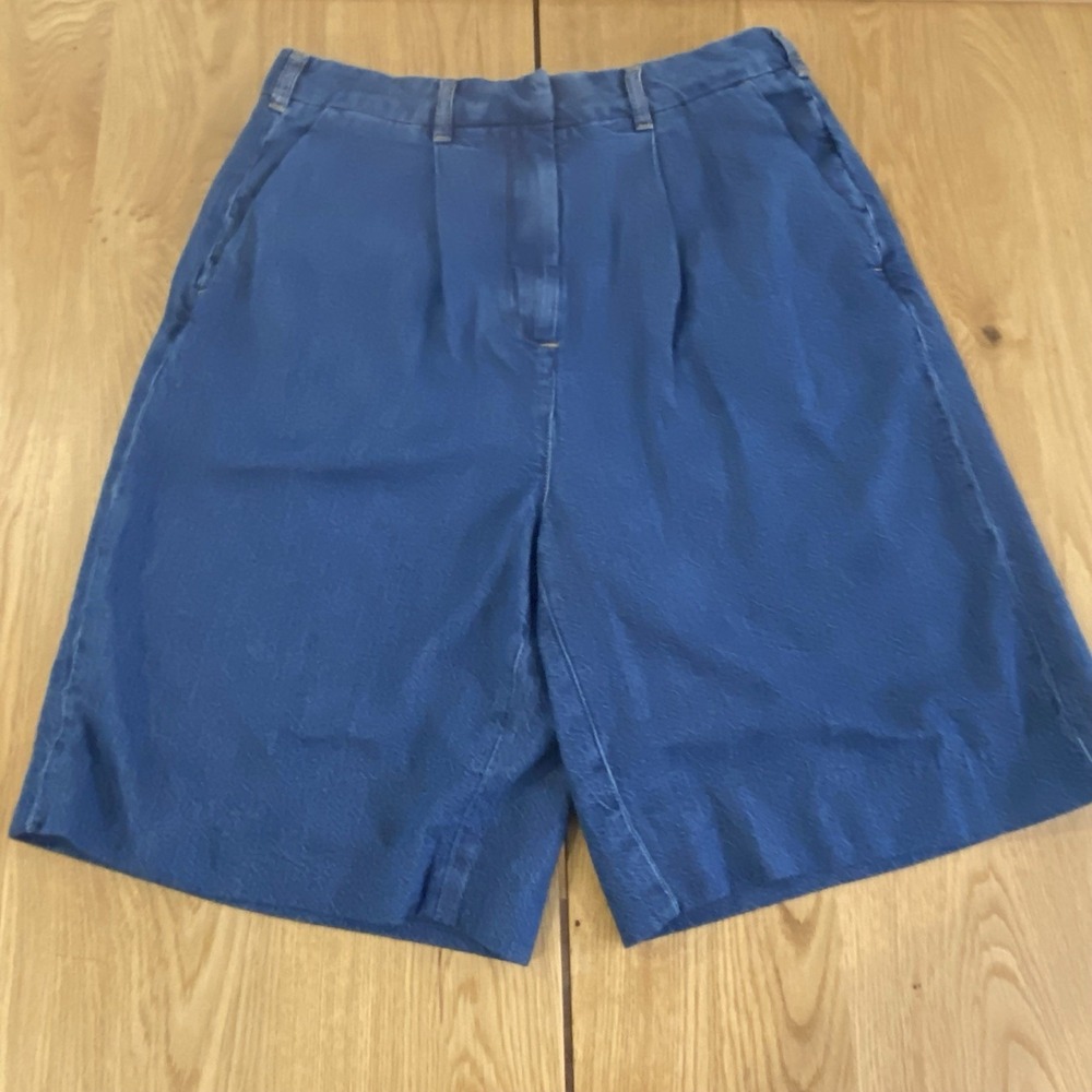 Anthropologie Pilcro Pleated Long Denim Shorts Blue Sz 30 Bermuda Women's - Picture 2 of 14